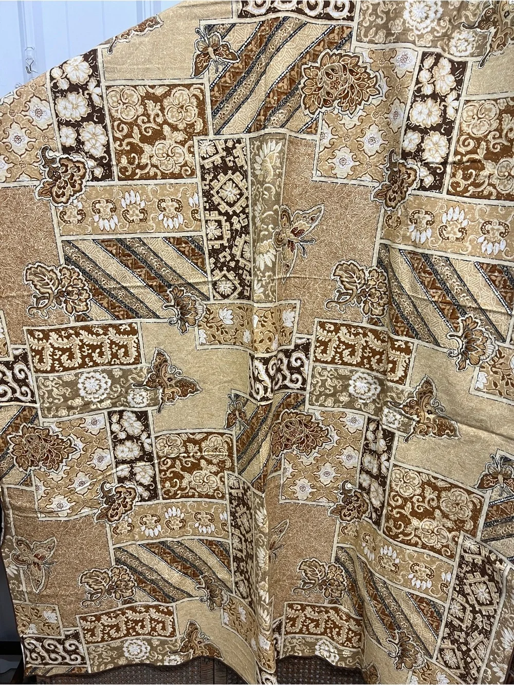 Vintage table cloth retro brown butterflies decor linens